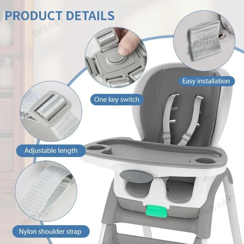 IMBABY Universal Baby 5 Point Safety Harness High Chair Belt Strap for Kids Stroller Buggy Infant Dining Seat Replacement Belts