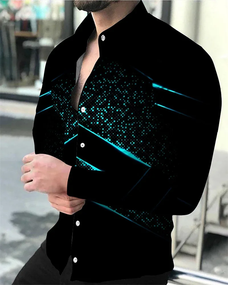 2023 European Newest Fashion Sports Men's Suit Party Leopard Lion HD Graphic Shirt Lapel Button Shirt Purple Blue Top Men S-6XL