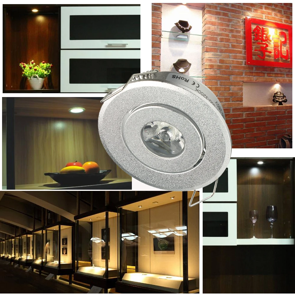 10pcs Indoor Mini Cabinet Ceiling LED Spot Light Lamp Downlights Cut Hole size 40 to 45mm 1W 3W