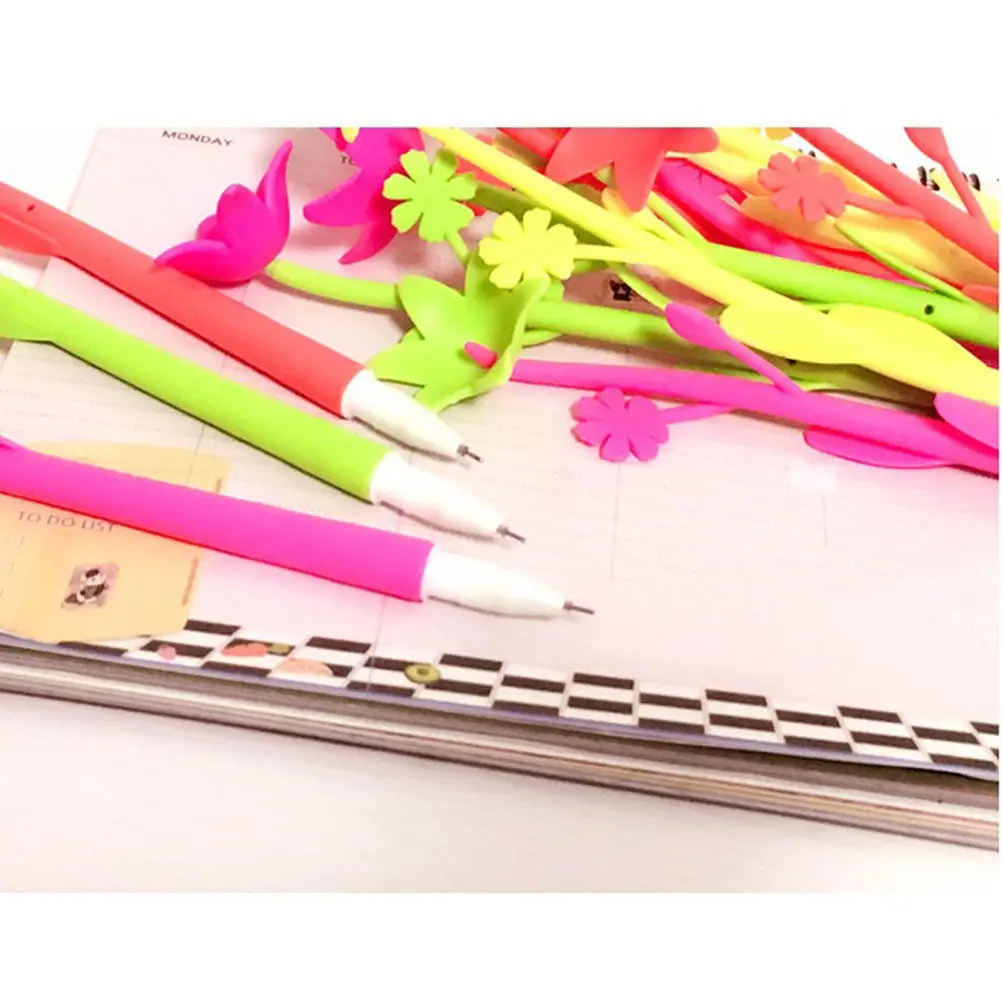 

Flower Gel Pens Set Silicone Bendable Novelty Desk Decoration Writing Tool for Students Birthday Gift School Office