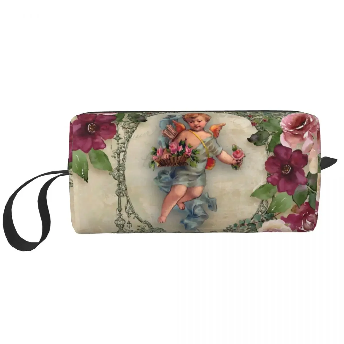 Custom Vintage Rose Victorian Angel Toiletry Bag for Women Cosmetic Makeup Organizer Lady Beauty Storage Dopp Kit Case