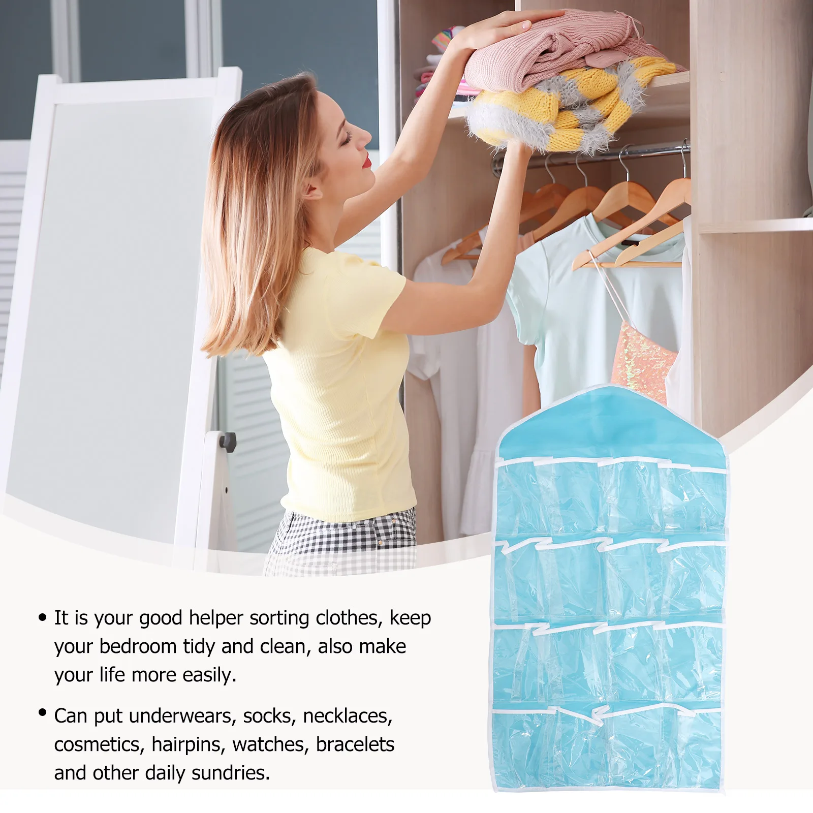 

10 Grids Hanging Storage Bag for Socks Underwear Transparent Window Dirt Dust Damp Bacteria Closet ganizer Shoe Rack Bra Hanger