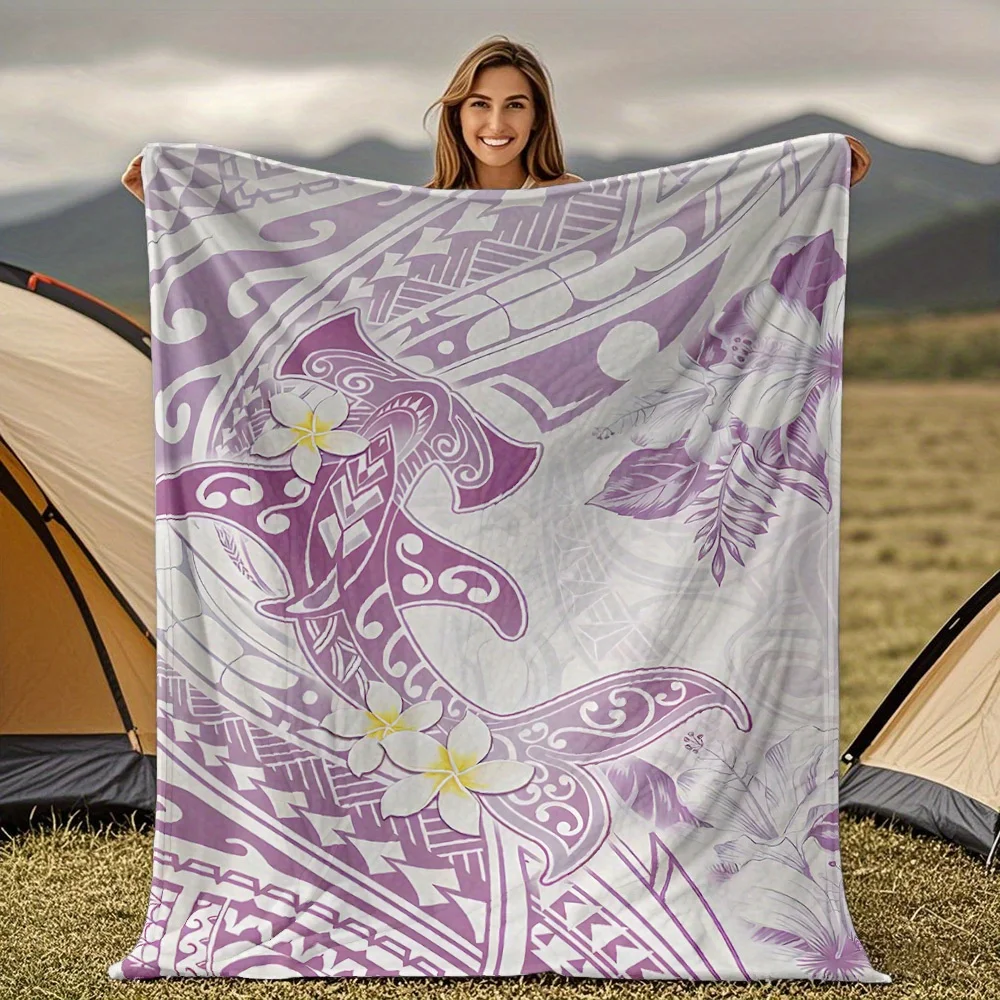Polynesian tribal patterns Blanket for Sofa Bed Travel Camping Living Room Office Conditioning Blanket for All Seasons Gifts