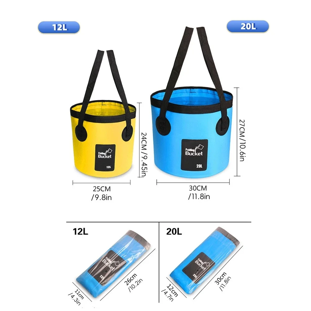 Portable Collapsible Bucket, Water Storage Bag with Straps, Multifunctional Folding Water Container Fishing Bucket Outdoor Camp
