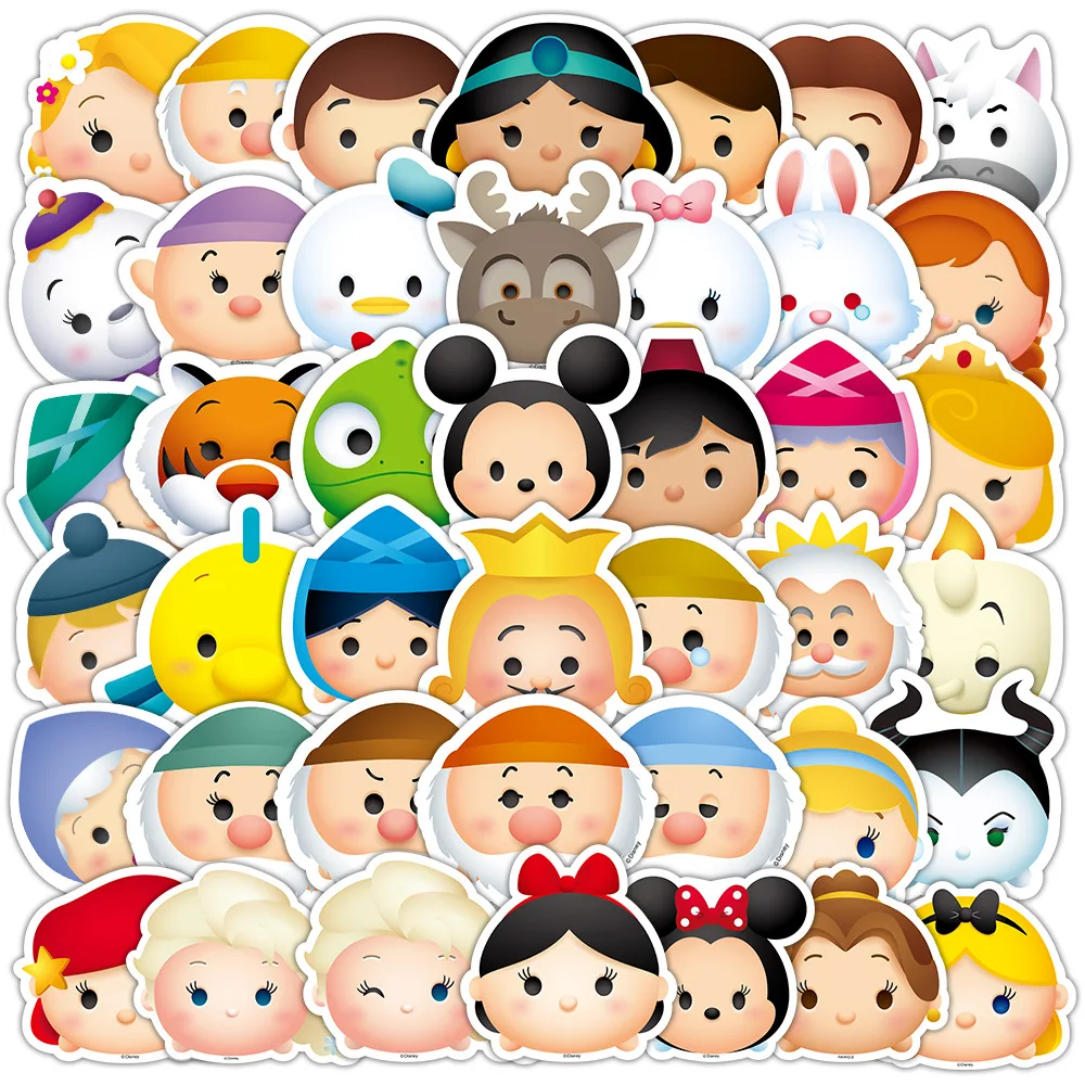 10/50 buah stiker lucu kartun Disney Tsum Tsum untuk anak-anak DIY lemari Laptop ponsel cangkir gitar koper mobil mainan stiker Kawaii