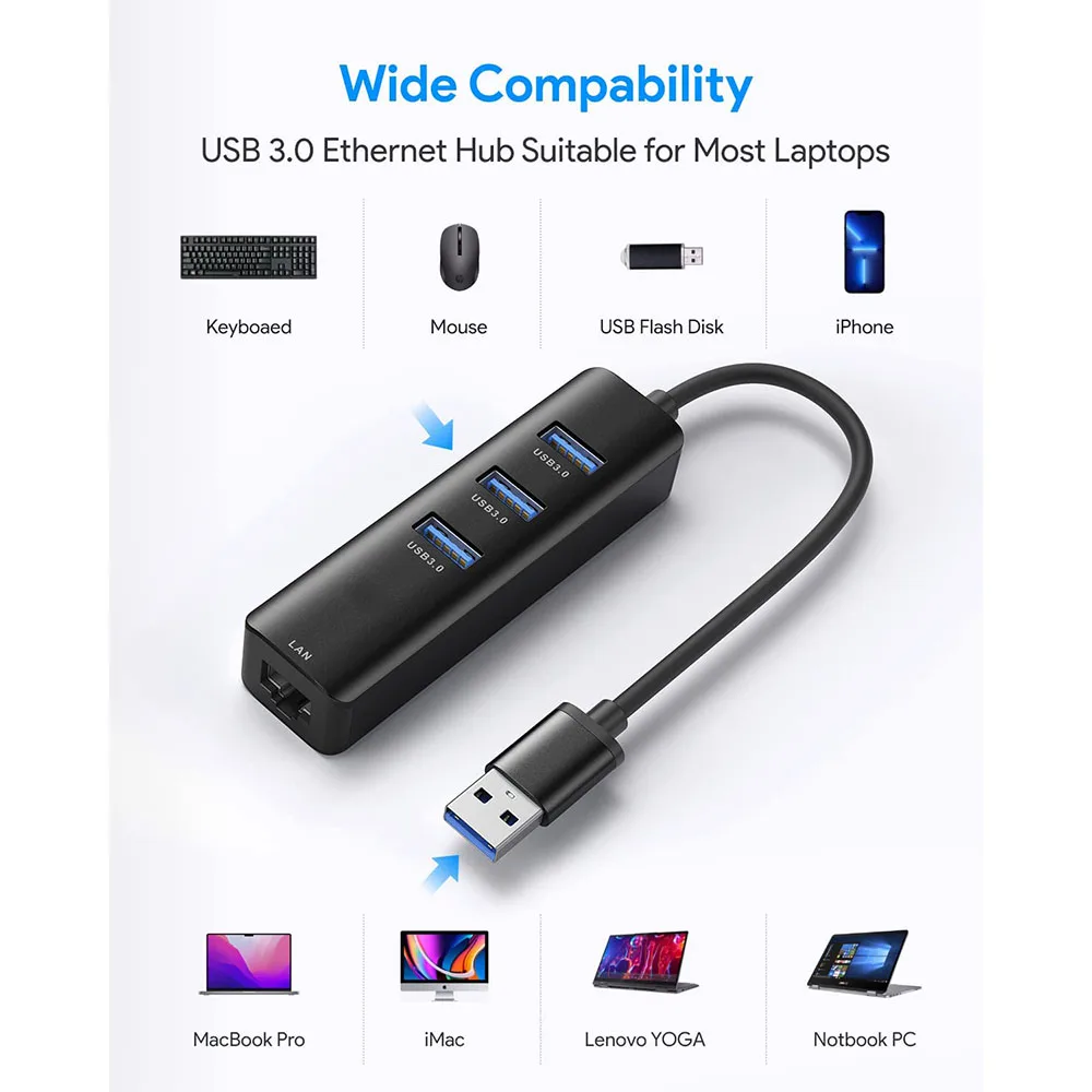 USB C to Ethernet USB 3.0 to RJ45 100/1000 Gigabit Ethernet Network Adapter For Macbook Xiaomi PS5 TV LAN Wired Converter Cable