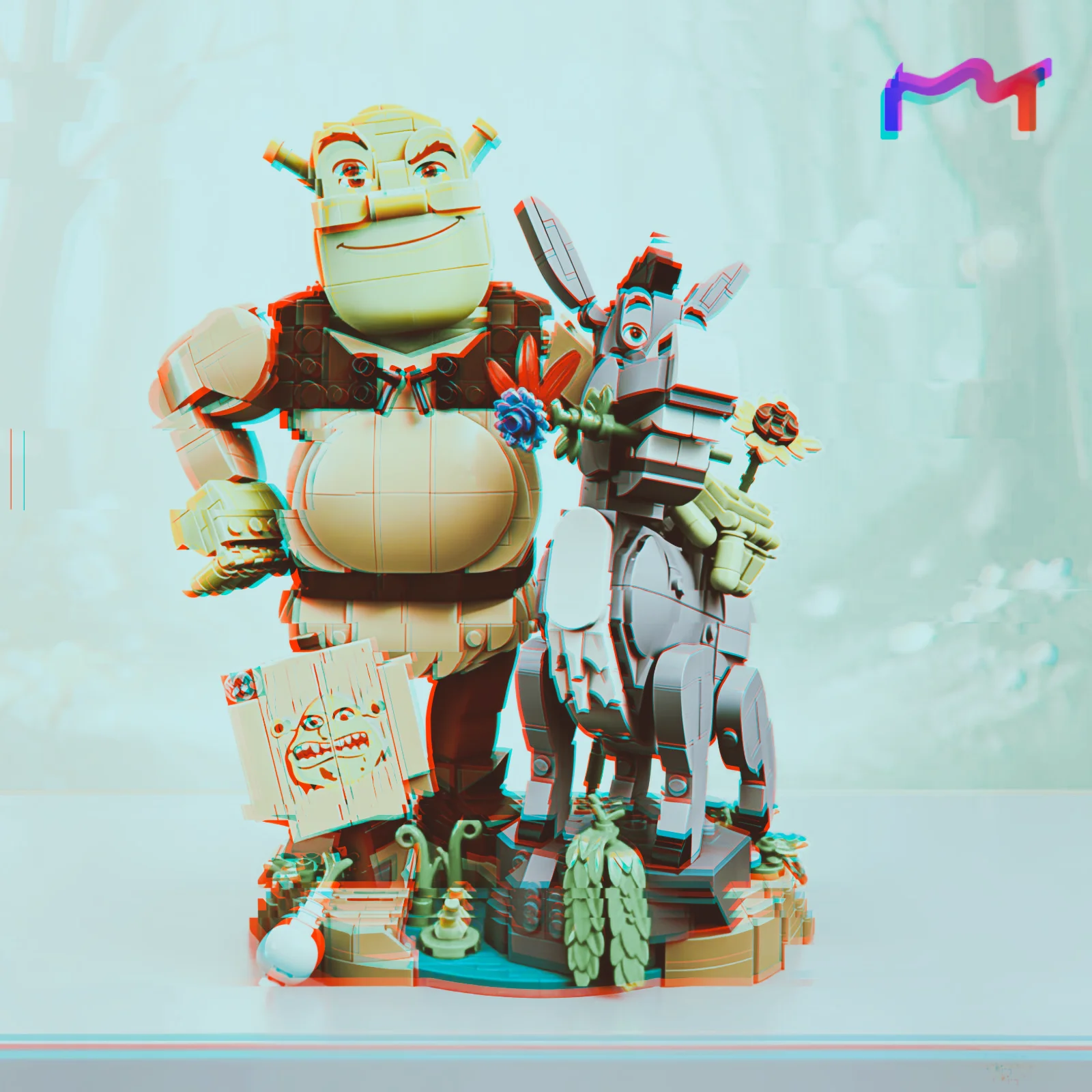 2026 New 1403pcs Animation Movie Green Monster Donkey Cat in Boots Building Blocks Puzzle Model Toys Ornament Birthday Gifts