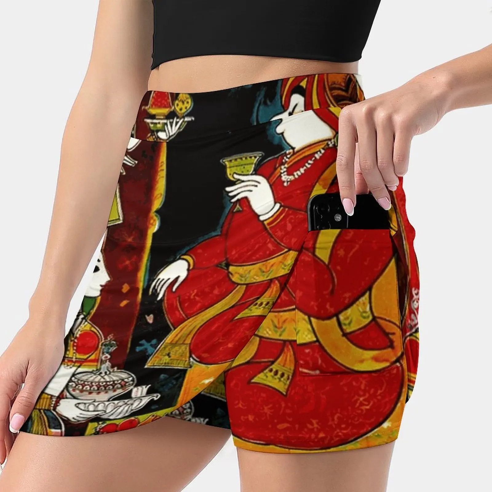 Air India : Vintage Air Travel Advertising Print New Women Skirts Double-Layer Printed Short Dress Mini Sport Skirt Air India