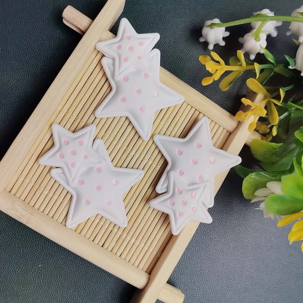 Kawaii Polka Dot Bowknot Double Star Cat Flat Back Resin Cabochon Scrapbooking Crafts DIY Phone Case Decoration