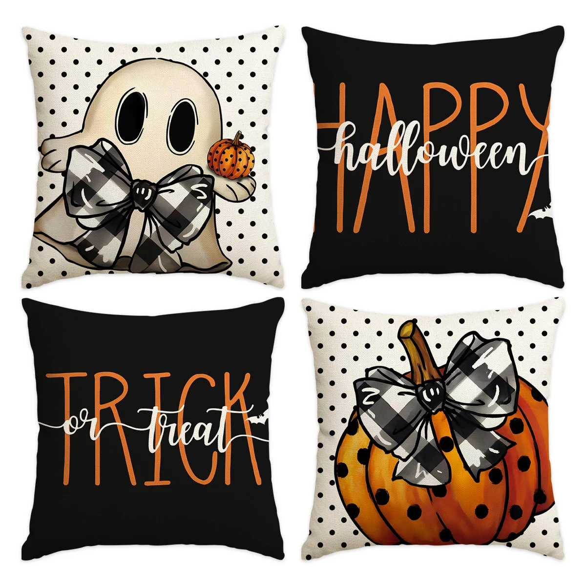 1/4pcs Halloween pillowcase, Happy Halloween pumpkin ghost cushion cover, decorative sofa, living room, bedroom cushion cover
