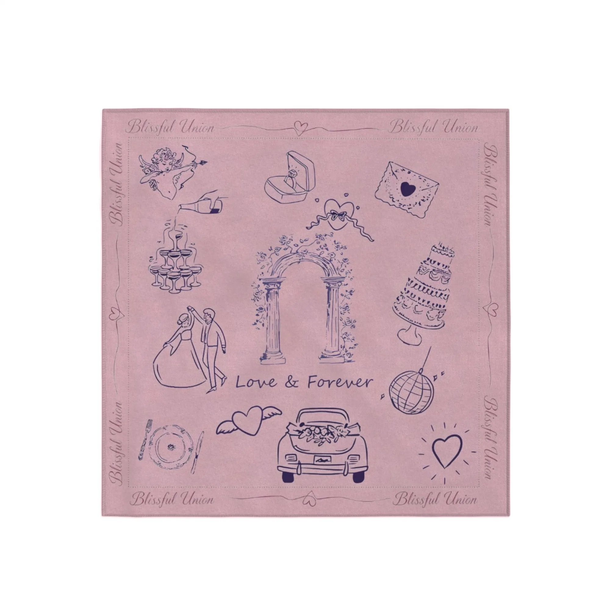 Écharpe de mariage personnalisée | cadeau | Motif dessiné à la main | foulard | Doux et lisse | cadeau de mariage | DIY | Accessoires de style luxueux