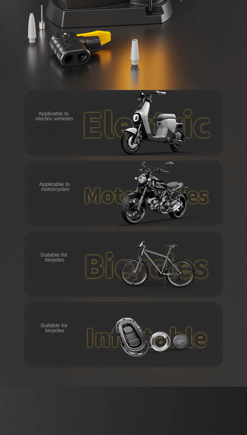 Tragbare Fußpumpe Phoenix 120 PSI, mit/ohne Manometer, universelle Düse für Fahrräder, E-Bikes, Schlauchboote – Detail 5
