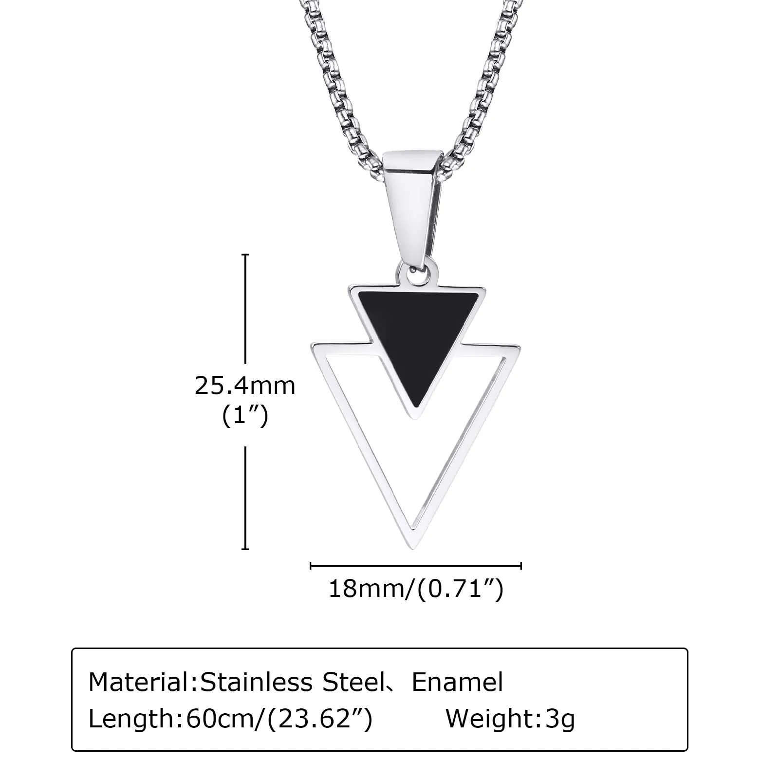 Men's Triangle Pendant Necklace 50-70cm Stainless Steel