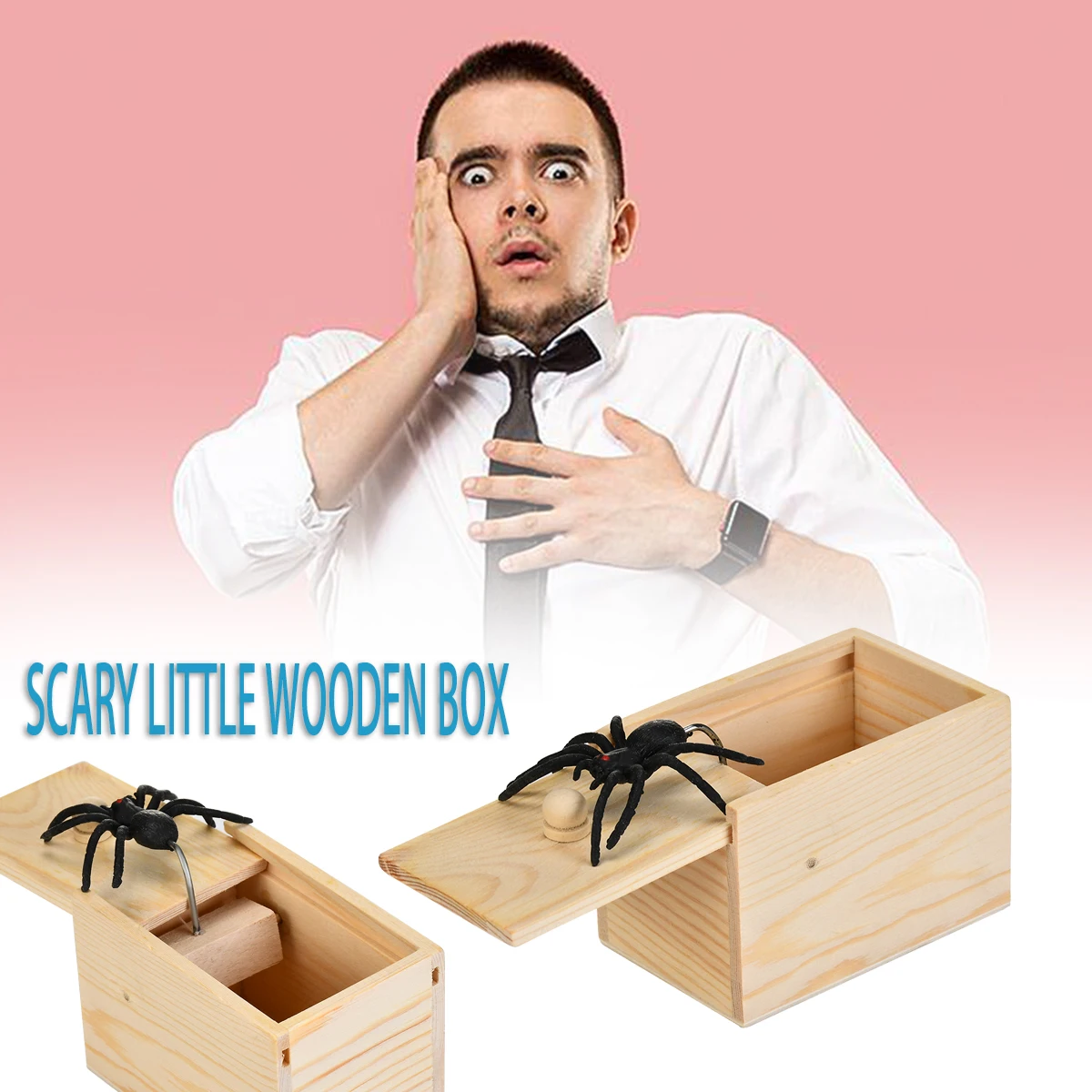 April Fool's Day Scare A Whole Lot Of People Spoof Small Bugs Scary Spider Horror Small Wooden Box Halloween Gift