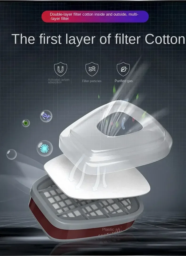 الأصلي 6200 تنفس قابلة لإعادة الاستخدام نصف غطاء الوجه قناع واقي من الغاز مع نظارات مرشح القطن لطلاء رذاذ تلميع سلامة العمل