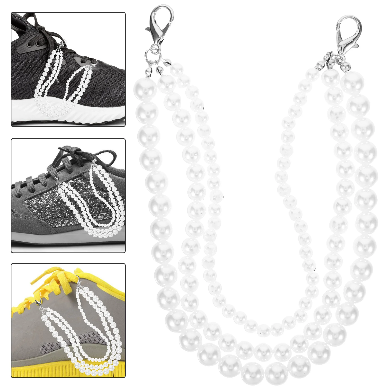 

Pearl Shoe Chain Durable Hand-Woven Clog Chain Elegant Boot Jewelry Charm for Sneakers and Women Footwear Accessories