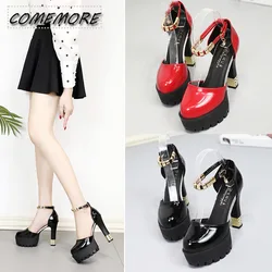 Ladies Shoes Pumps Spring Summer Rhinestone Thick High Heels Luxury Designer Shoes Comfortable Platform Round Toe Fashion Casual