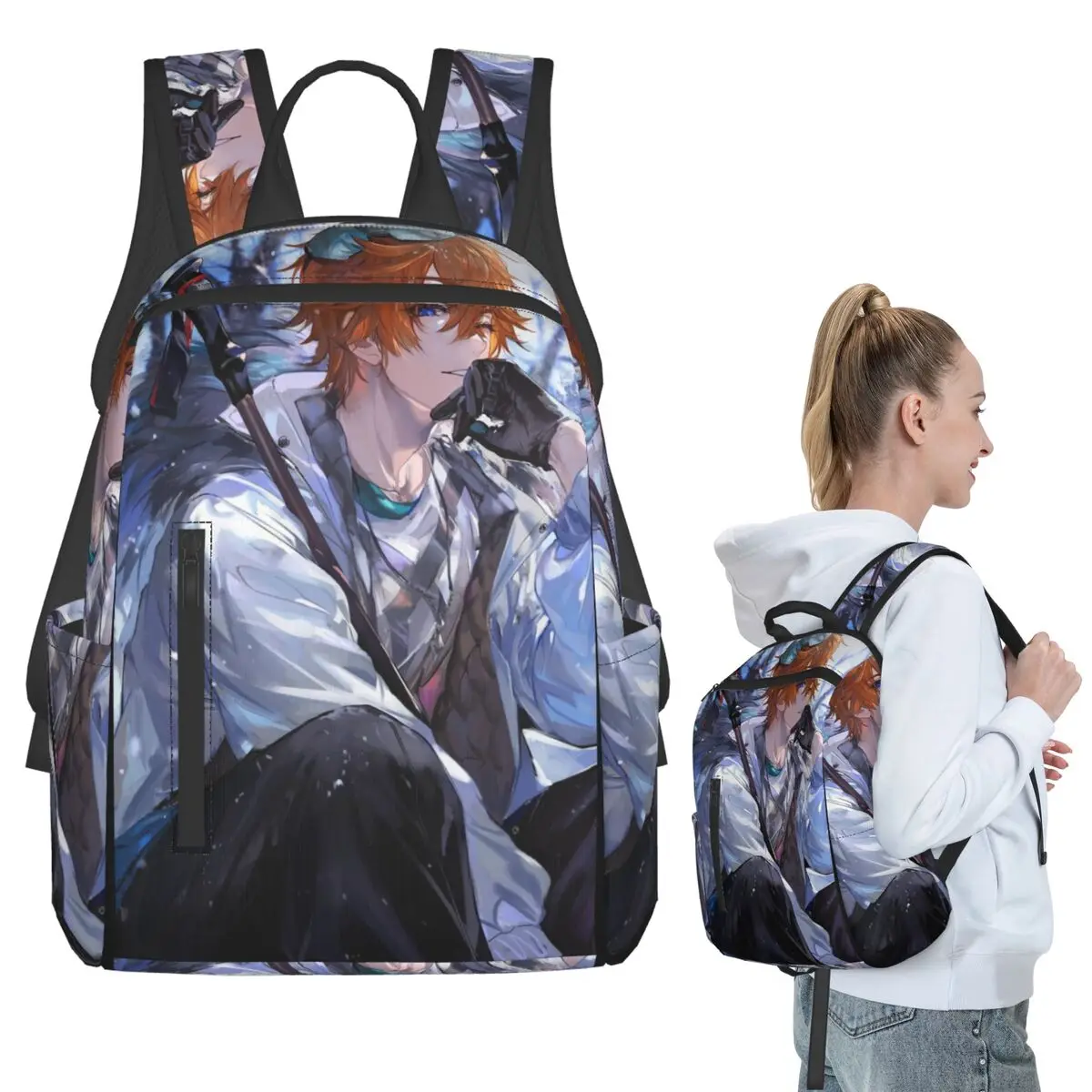 Games Genshin Impact Tartaglia (3) Backpack Student BookBag Boys Girls School Bag Computer Shoulder Bags Men Women