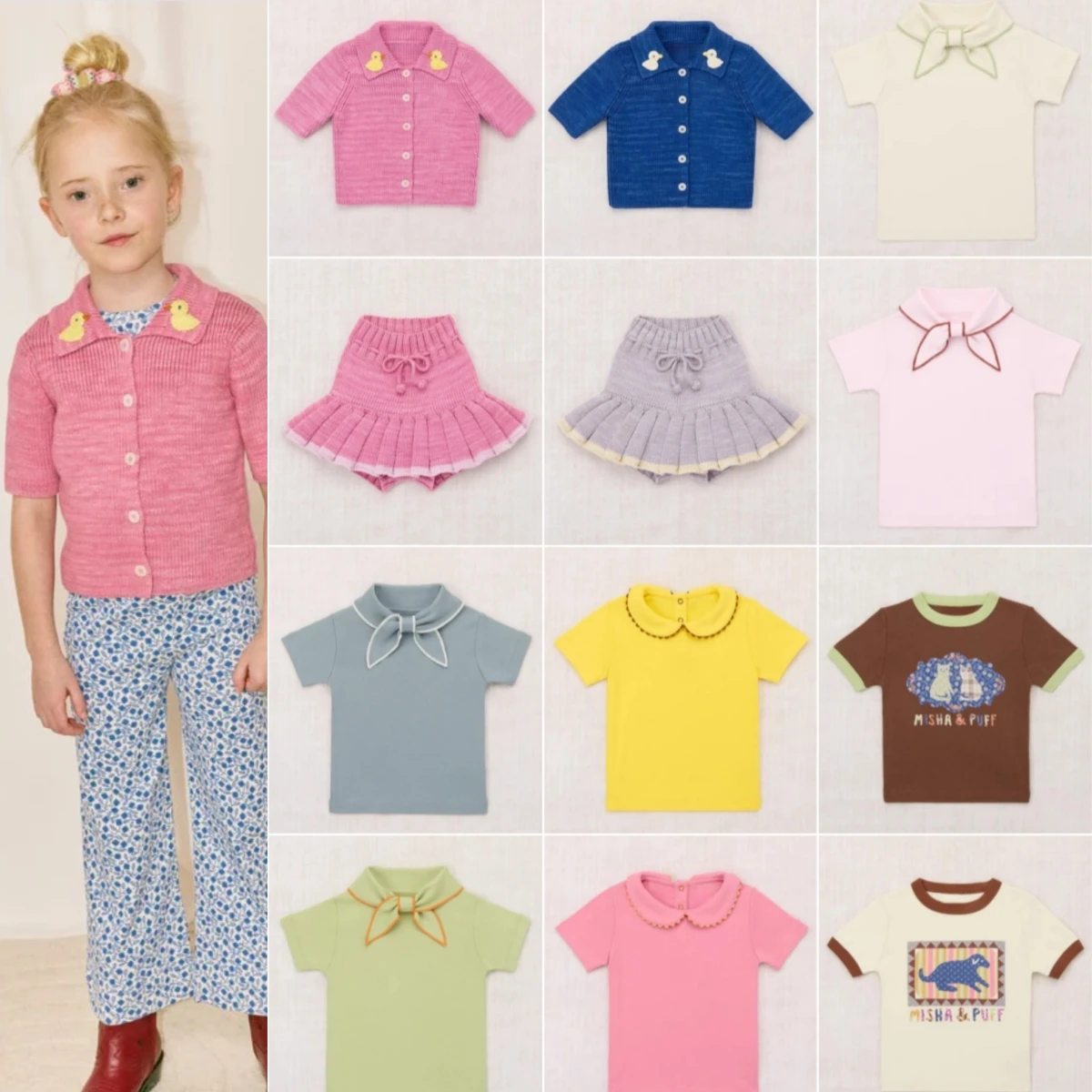 

Корейские детские костюмы: рубашки и шорты с мультяшным принтом для девочек и мальчиков, новая коллекция весна-лето 2026, трикотажные рубашки, юбки, одежда