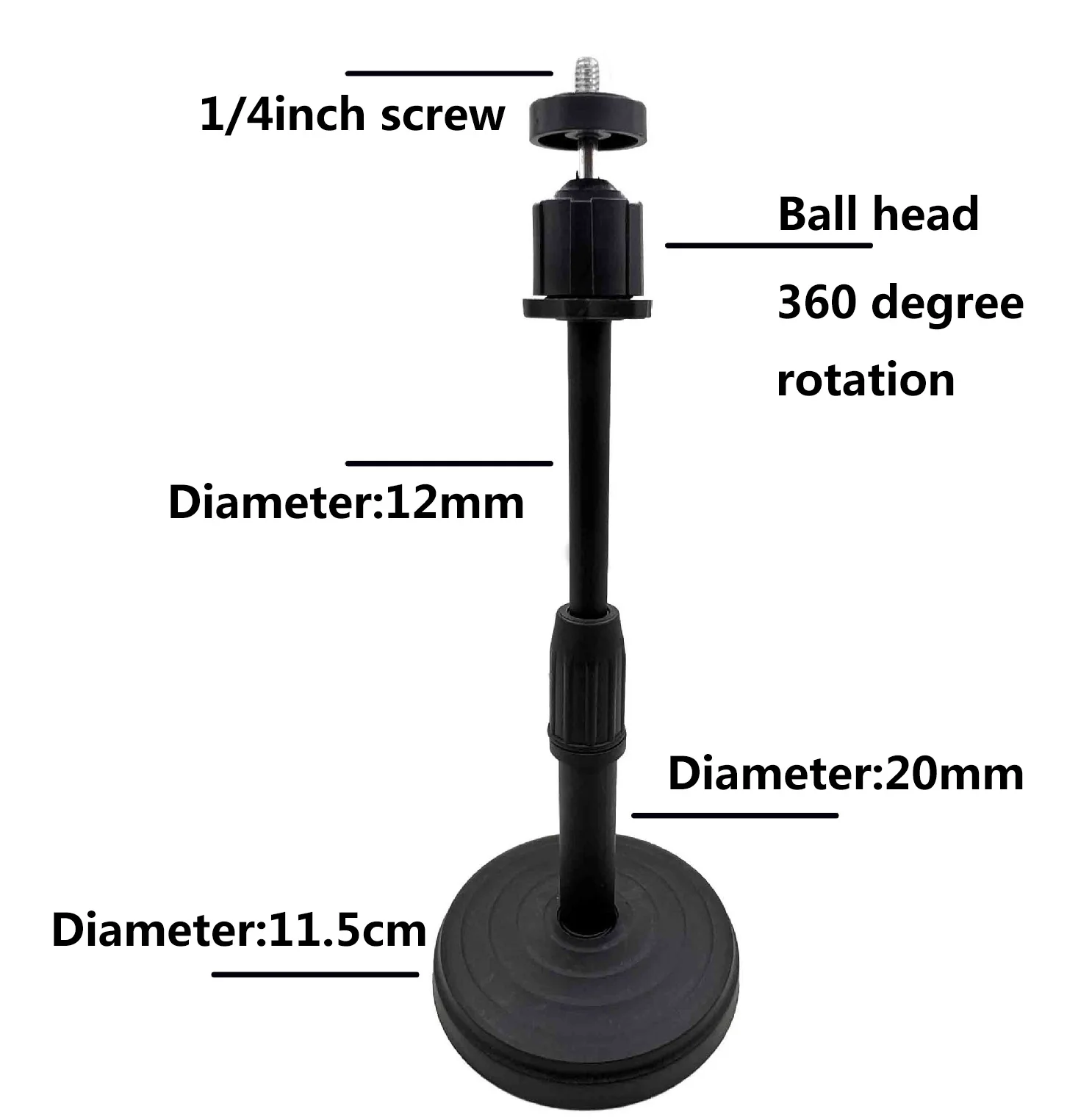 سطح المكتب قاعدة مستديرة قابلة للتمديد Monopod مع مشبك جبل حامل الكرة رئيس للهواتف المحمولة الميكروفونات لايف مدون تقف ترايبود