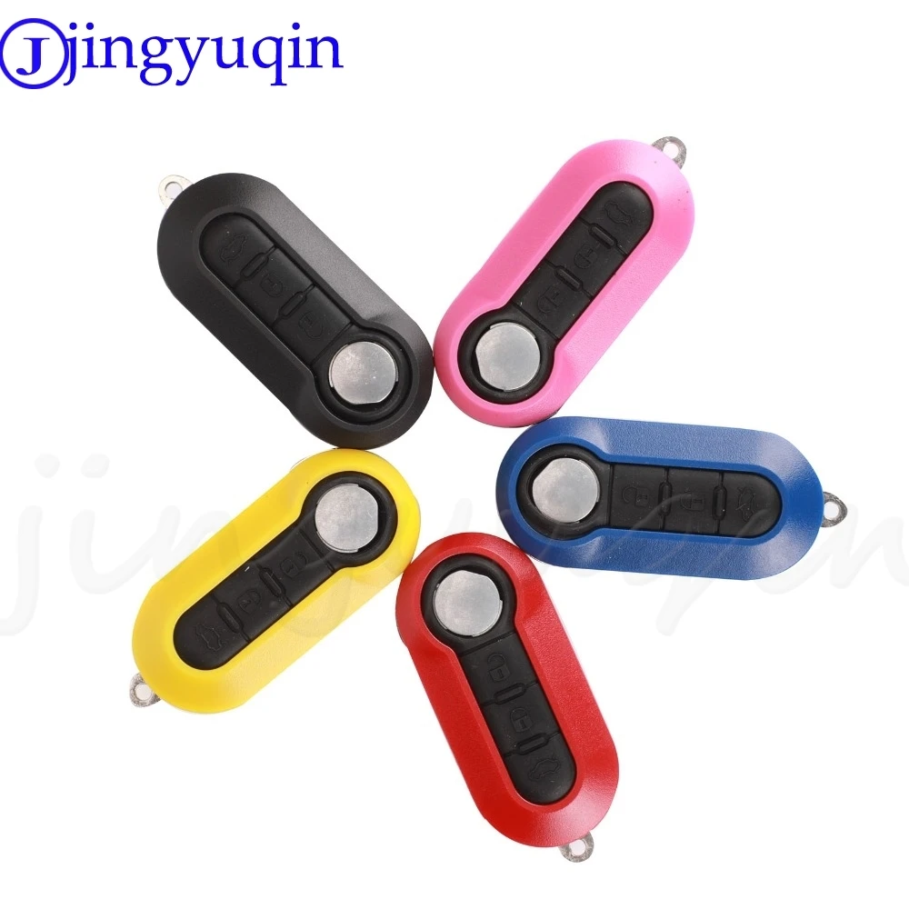 

jingyuqin 10P 3 Button Flip Remote Key Case Shell Cover Housing For Fiat 500 Panda Punto Bravo Car Alarm Keyless Entry Fob