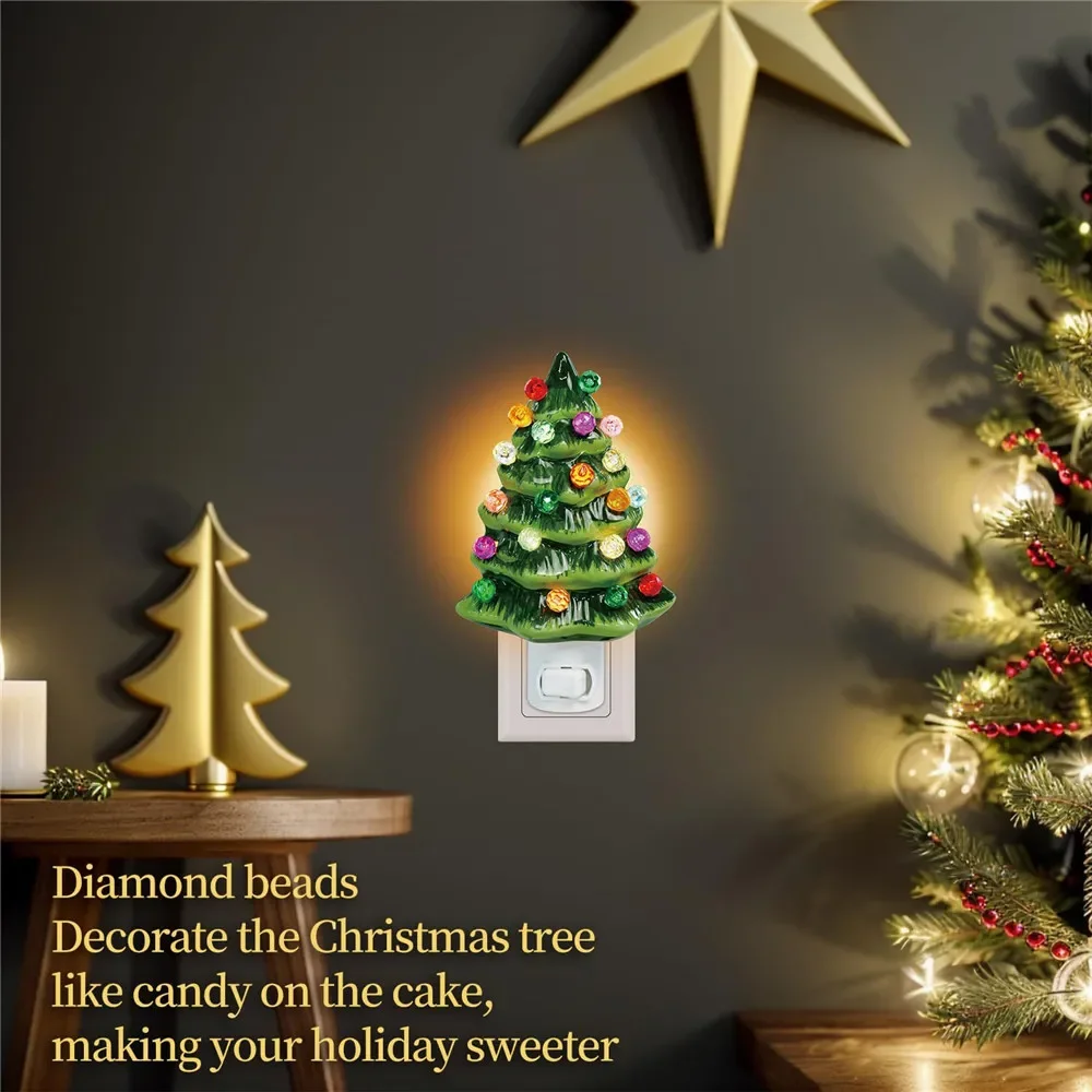 Plug-in Resin Christmas Tree Wall Lamps Bedside Night Lights Living Room and Study Christmas Festival Decorations