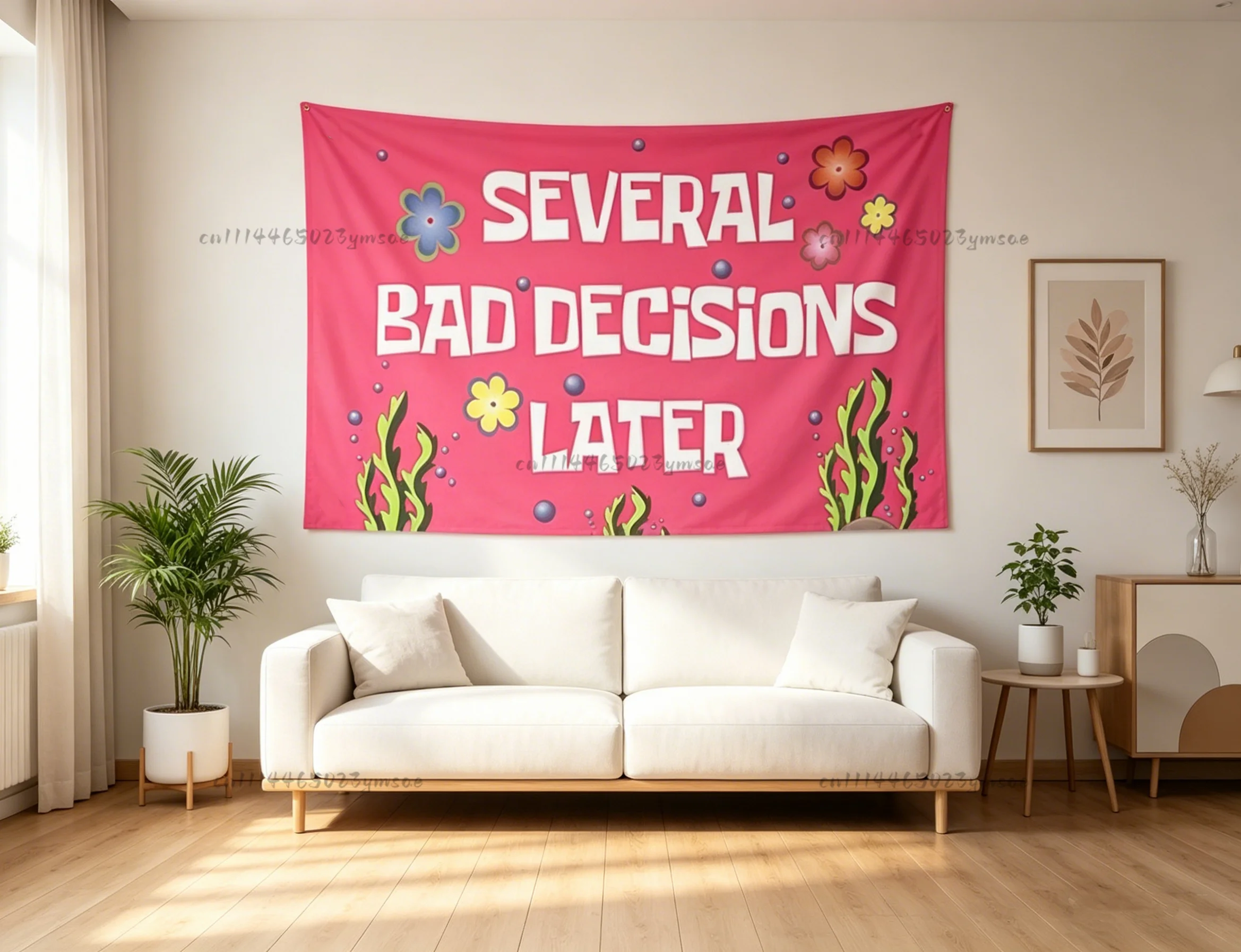 College Bedroom Tapestry Funny Flag Several Bad Decision Later Meme Flags Banners Dorm Wall Tapestries Hanging Wall Art Decor
