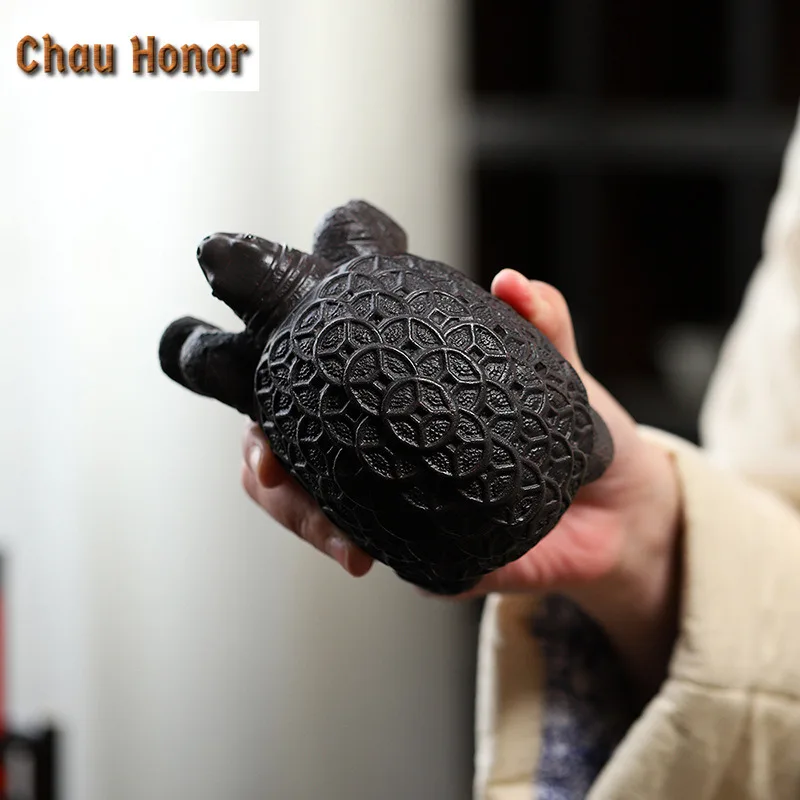 Yixing Nurturable Money Turtle Purple Clay Tea Pet Desktop Set Wealth-Attracting Ornament Home Plaything