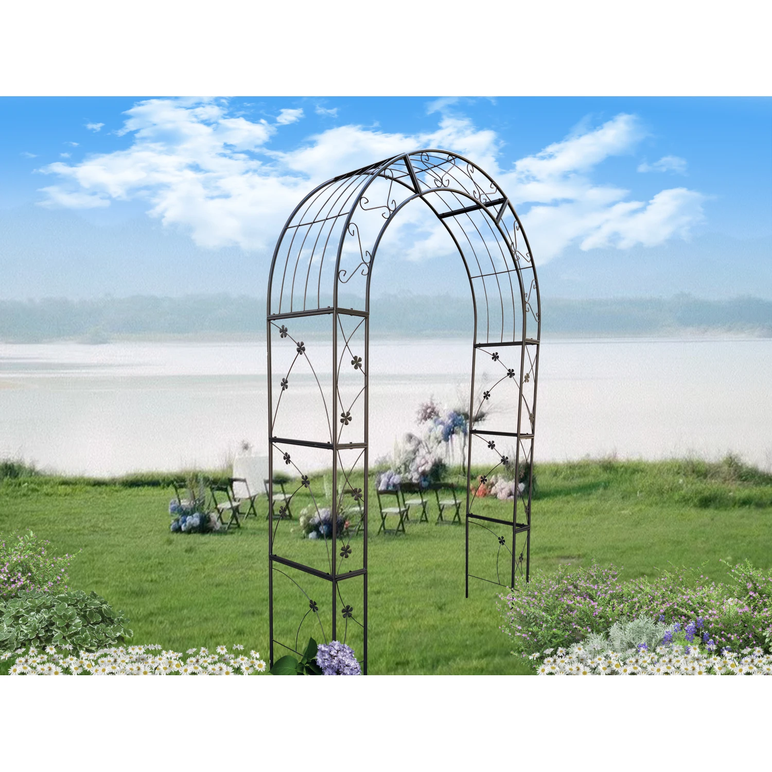 

Metal Garden Arch Garden Arbor Trellis Climbing Plants Support Arch Outdoor Arch Wedding Arch Party Events Archway Black