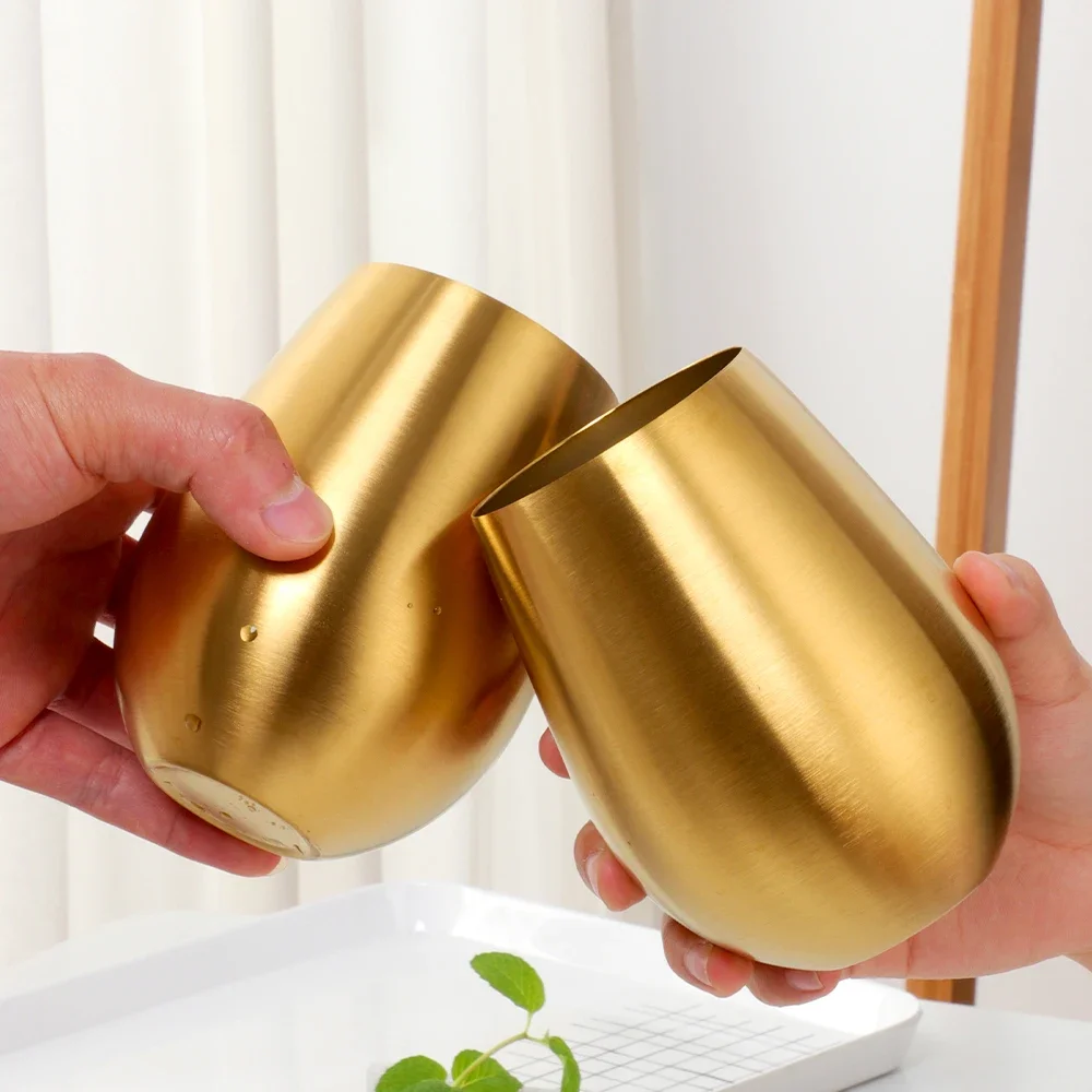 2pc 500ml Stainless Steel Beer Wine Cup Rose Gold Beer Tumbler Cocktail Juice Milk Metal Drinking Mug for Bar Outdoor Drinkware