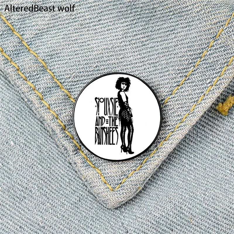 Siouxsie and the Banshees black Pin Custom Funny Brooches Shirt Lapel Bag Cute Badge Cartoon enamel pins for Lover Girl Friends