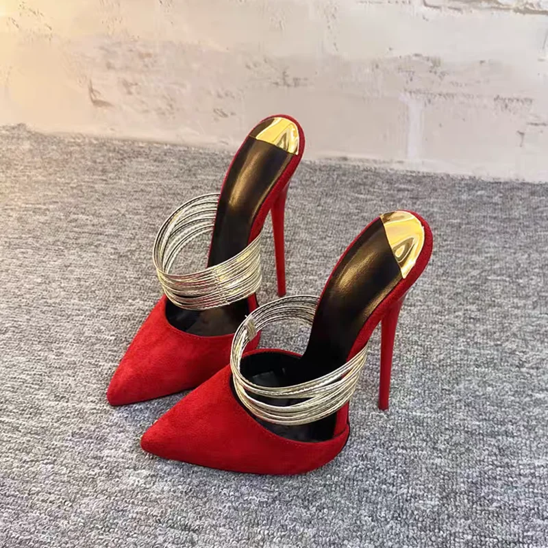 

Red Slip On Hollow Pumps Thin High Heel Pointed Toe Fashionable Sexy Cool 2025 Summer Big Size Woman Shoes Zapatillas Mujer