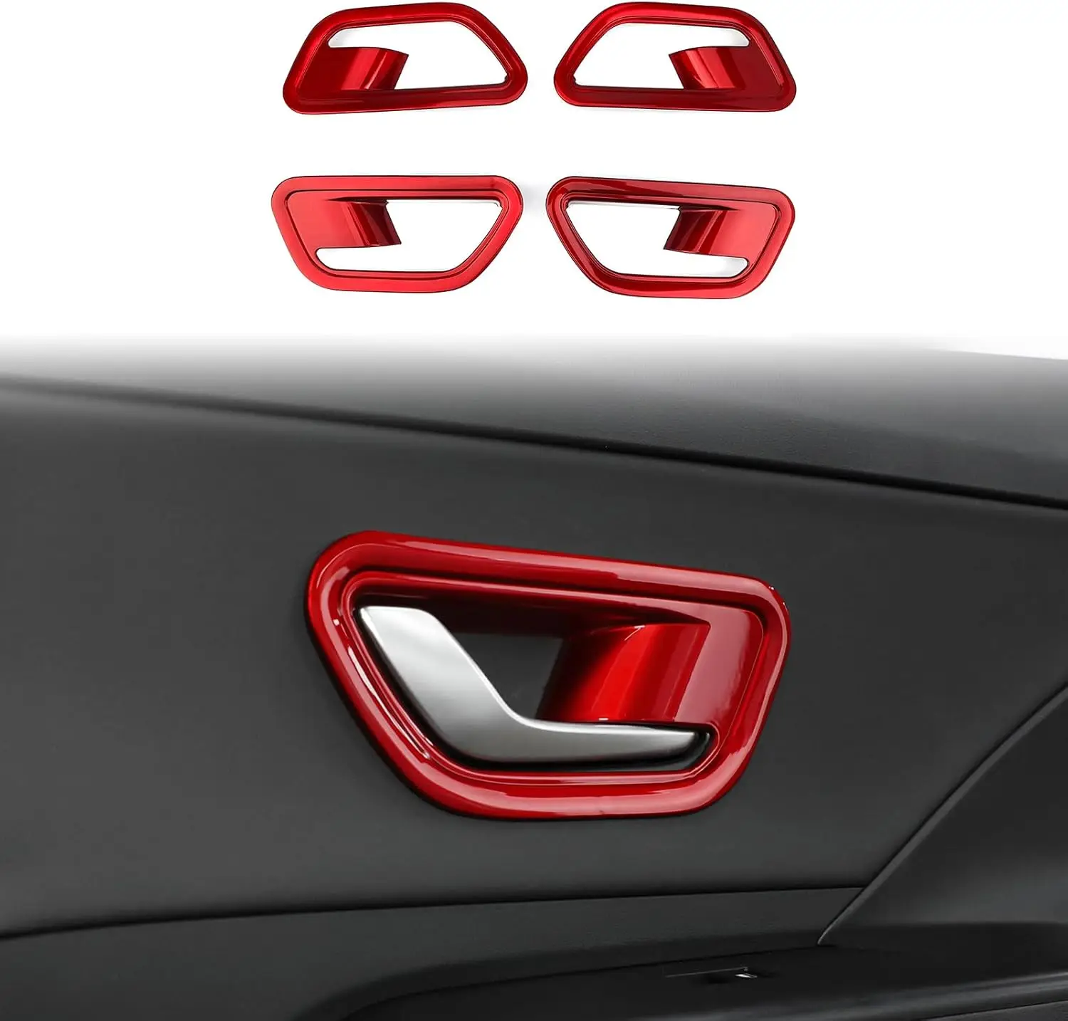 

Red 4PCS Inner Door Handle Bowl Trim Covers for Hyundai Kona 2024-2025 Car Interior Accessories