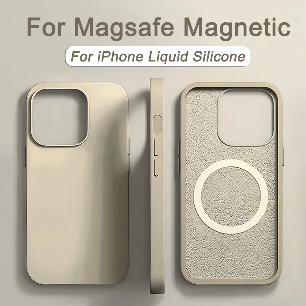 Luxury For Magsafe Wireless Charge Magnetic Case For iPhone 11 12 13 14 15 16 Pro Max Plus Liquid Silicone Shockproof Back Cover