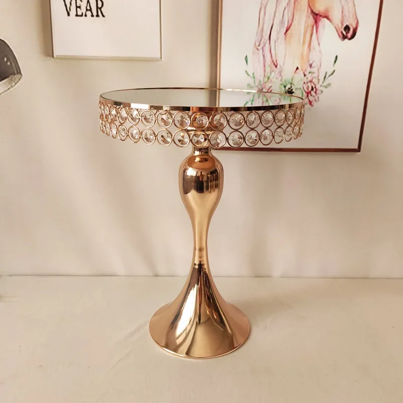 Cake Stand Round Metal Dessert Display Cupcake Wedding Party Birthday Cup Pearl Crystal Mirror Gold Pedestal Set Event Supply