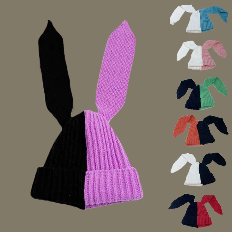 

Rabbit Ears Knitted Hat Love Girl Hat Personality Fashion Hat Cute Warm Autumn and Winter Tide Warm Beanie
