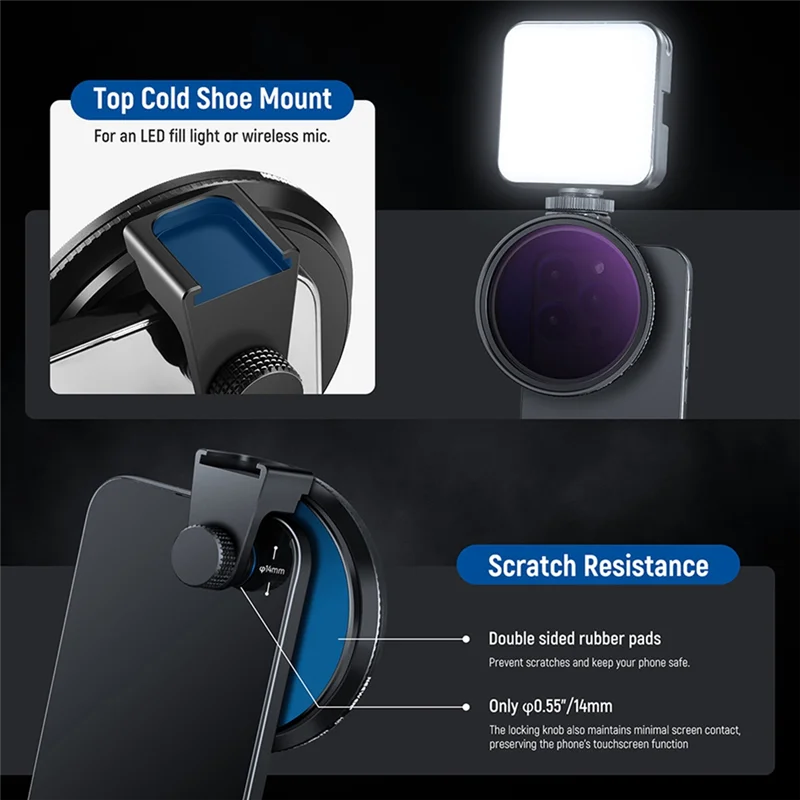 

【Shopper’S-Favorite!】Clip On 67Mm ND2-32 Magnetic Phone Lens Filter Kit Phone Clip With Magnetic Adapter Ring For Phone