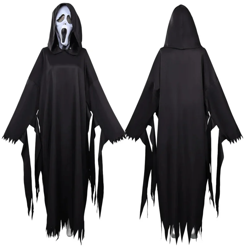 Scream VI Grimace Killer Cloak Mask Cosplay Costume Men Women Horrible Movie Halloween Carnival Suit For Adult Disguise EL2559