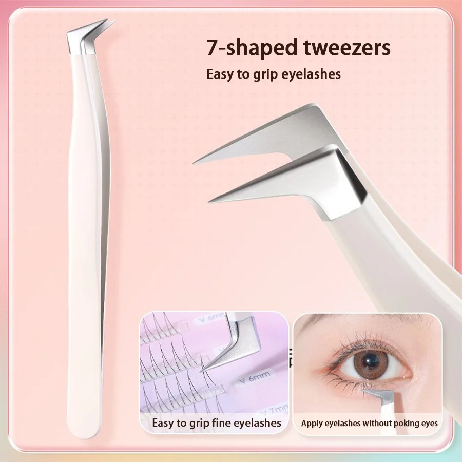 Multifunctional Tweezers Stainless Steel Eyelash Tweezers Grafting False Eyelash Patches False Eyelash Aids Portable Tweezers Be