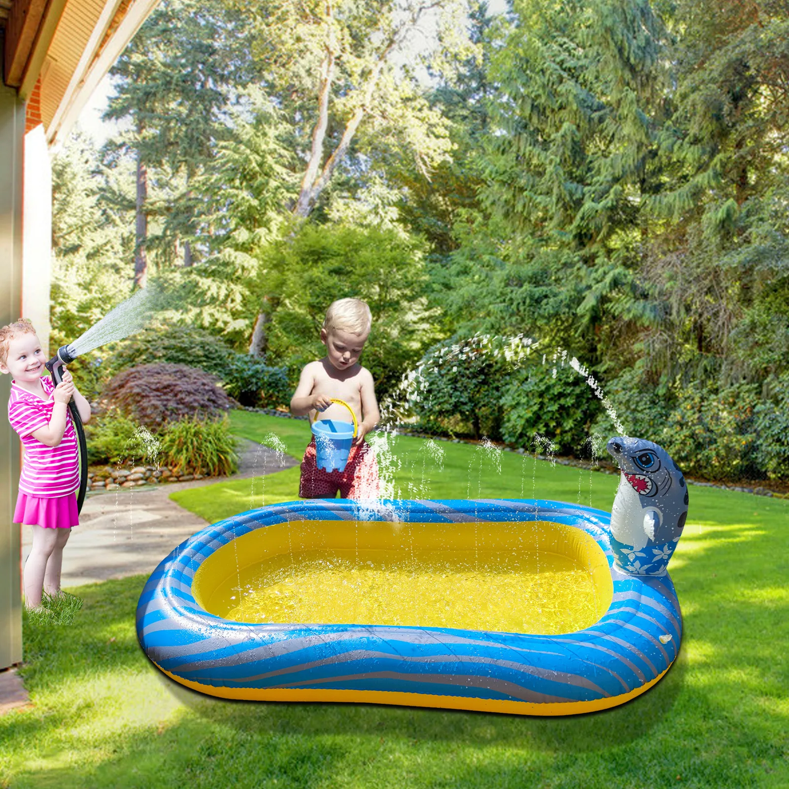 

Надувной фонтан, Детская уличная игрушка для воды, бассейн, динозавр, лягушка, спринклер, бассейн