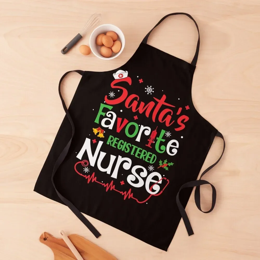 

Santa's Favorite Registered Nurse Funny Nursing Christmas Apron Household Items Home And Kitchen Apron