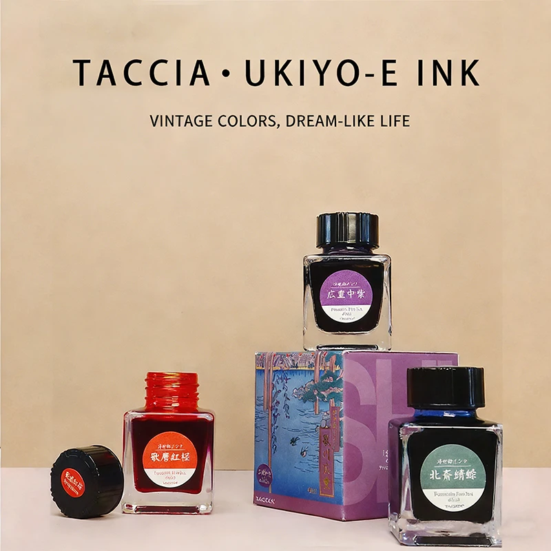 

Чернила для перьевой ручки TACCIA Ukiyo-e, 40 мл — 16 цветных чернил без углерода для ручек и перьевых ручек, плавный поток, японское производство