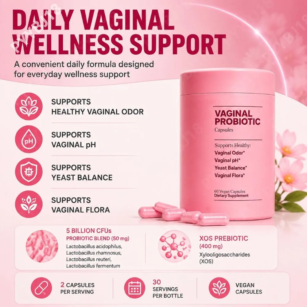 Women's Probiotic Capsules with Lactobacillus Acidophilus Rhamnosus Supports Healthy Vaginal pH Odor & Flora Balance 60 Count