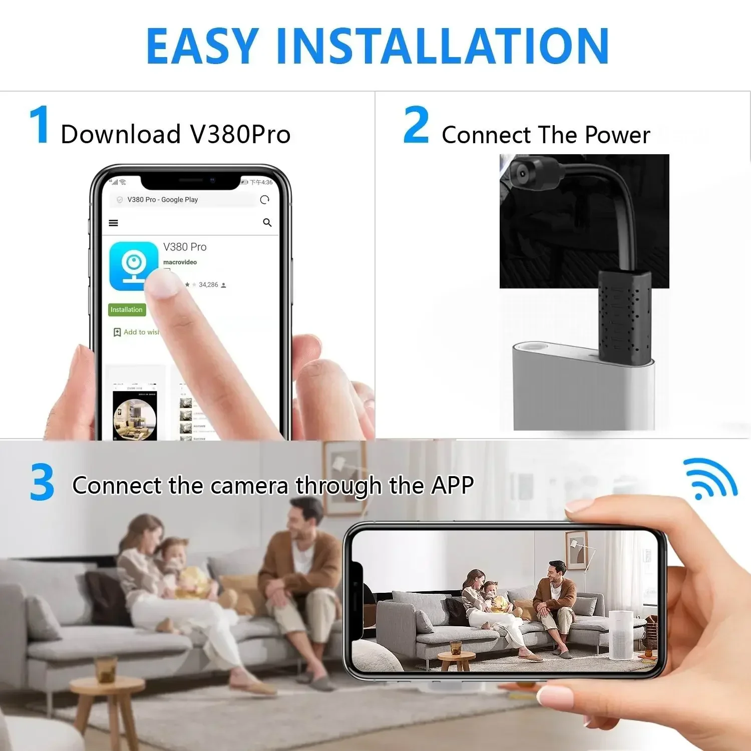 V380 Pro USB Camera Full HD 1080P WiFi Mini Camera IP USB Video Monitoring Security Protection Household Smart Home Appliance - Image 4