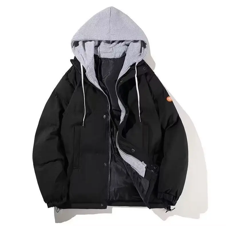 

ex down Cotton Jaet Bread Sle Coat for Couples Autumn New Arrival Student Faion Thin Filling Long Sve Zipper Clo...