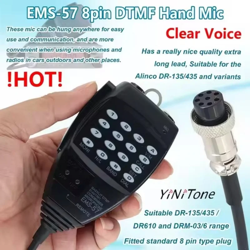 Walkie Talkie EMS-57 Handmicrofoon voor Alinco HF/Mobiele DR-620D/635 X-SR8E DX-70T DX-77T DR-235 Luidsprekermicrofoon met DTMF-toetsenbord