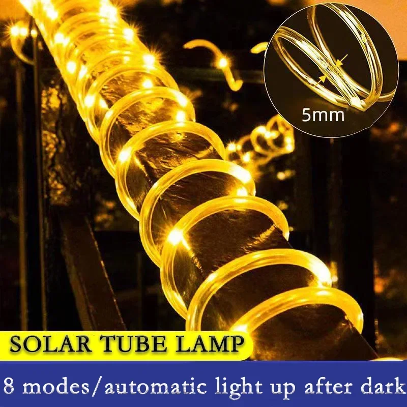 

Waterproof Solar Tube Rope LED Light Garden Christmas Decoration Garland Xmas Solar Rope String Light Fairy Strip 32M/22M/12M/7M