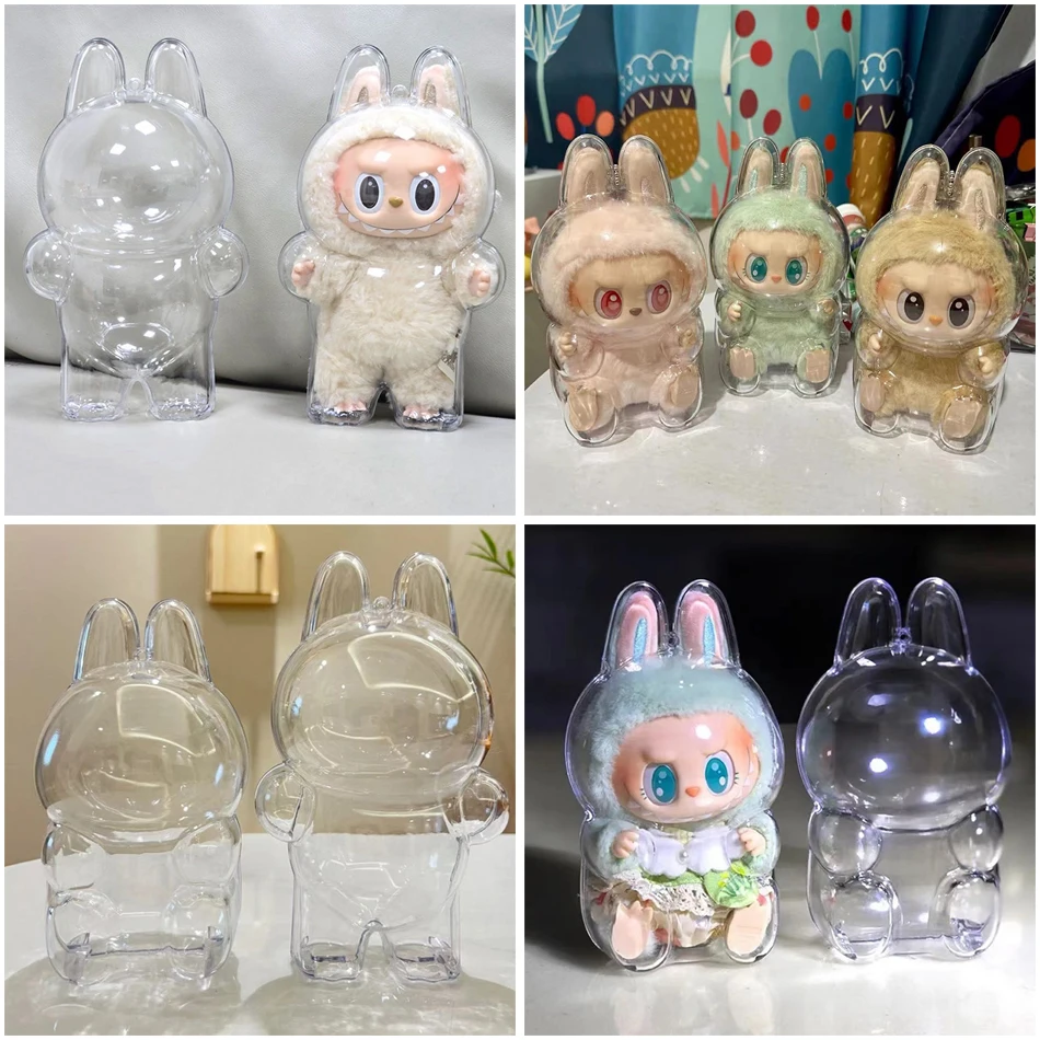 LABUBU Clear Macaron Case, Dust Case, Housings, Popmart Bubble Mart Doll Accessories, Doll Accessories, Christmas Gifts