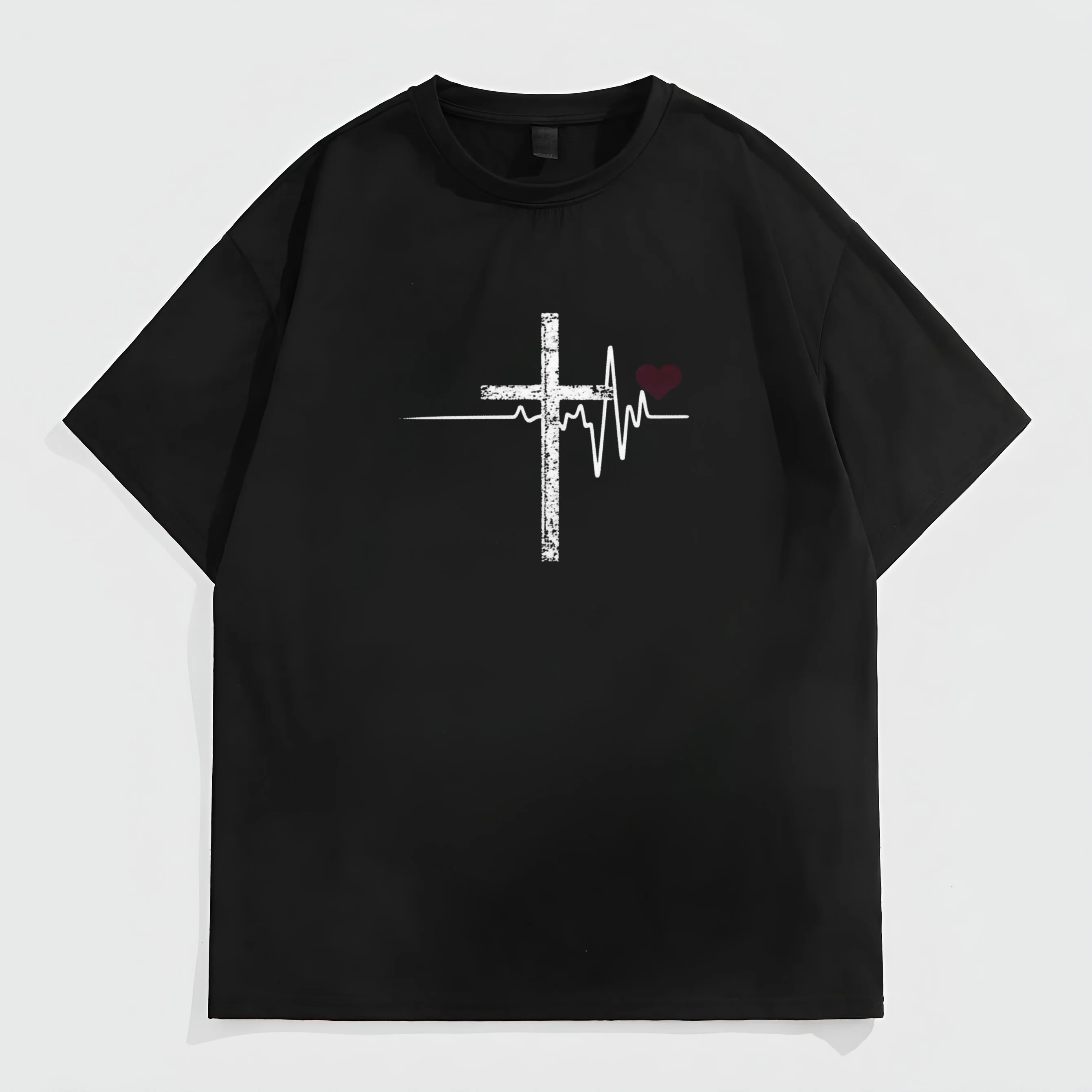 

Мужская повседневная футболка Teevo с крестом Heartbeat, повседневная одежда