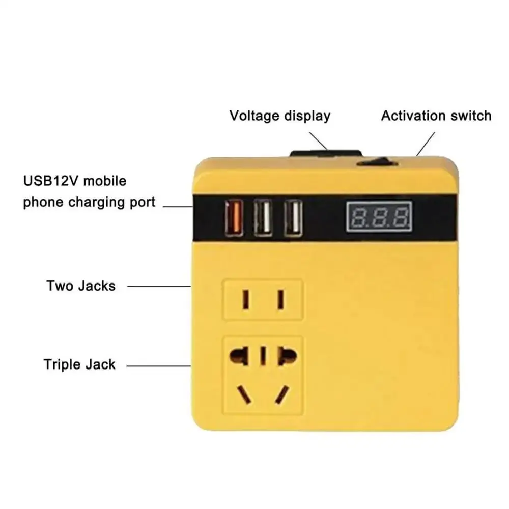1Pcs 18V 20V To 220V Battery Inverter Dual Plug 120W Smart Transformer Multifunctional Household Outdoor Work Inverter